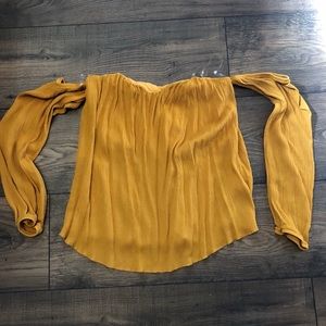 Mustard off-the-shoulder long sleeve